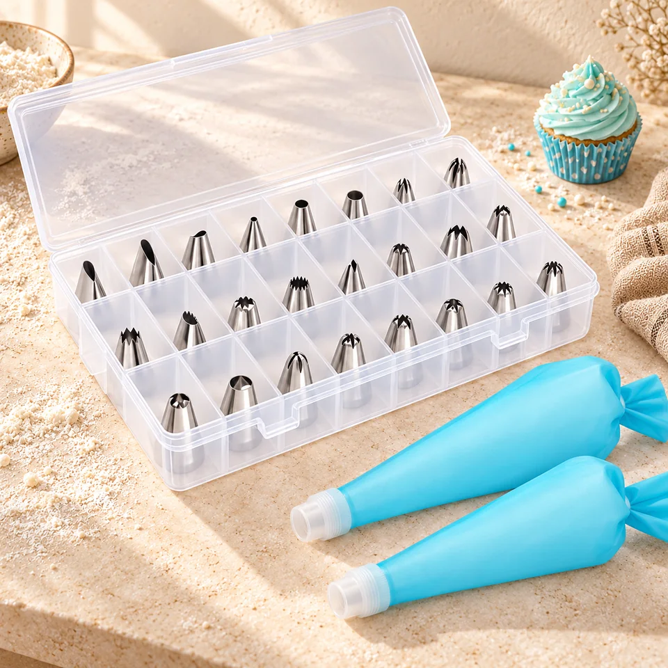 Kit de pochage 34 pièces de AiQInu, mise en situation en pâtisserie