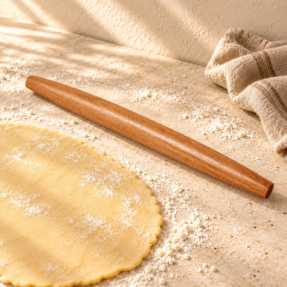 Rouleau conique en acacia 43,2 cm de Amazon Basics, mise en situation en pâtisserie