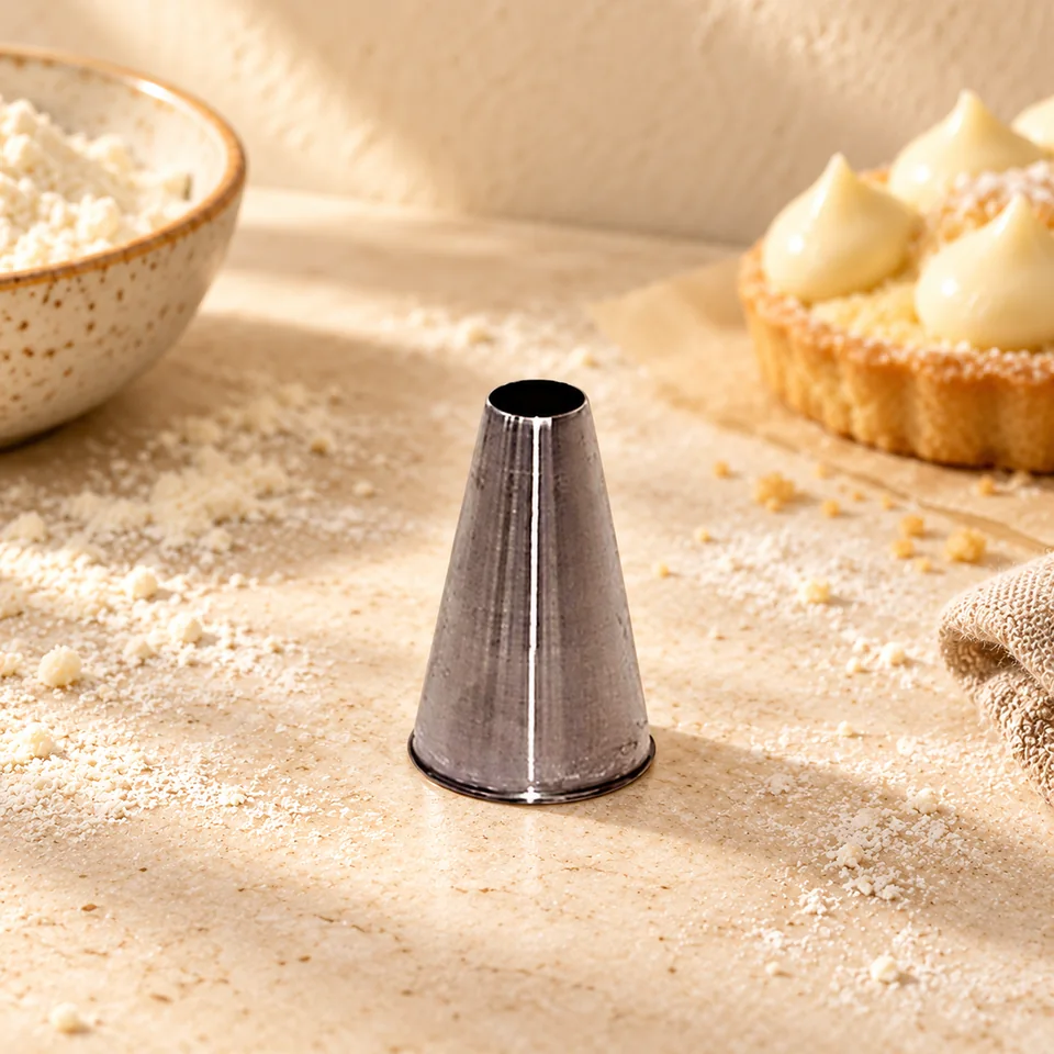 Douille unie en inox 12 mm de De Buyer, mise en situation en pâtisserie
