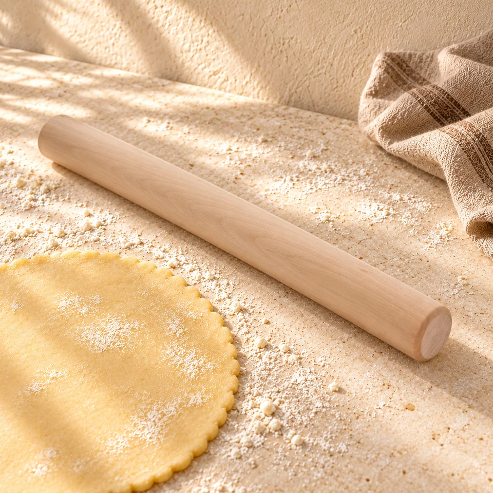 Rouleau sans poignée en hêtre 50 cm de De Buyer, mise en situation en pâtisserie