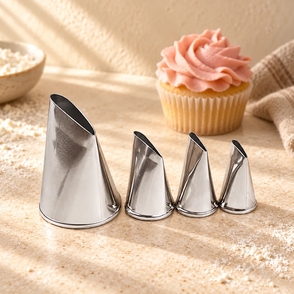 Quatre douilles en inox de DUORUI, mise en situation en pâtisserie