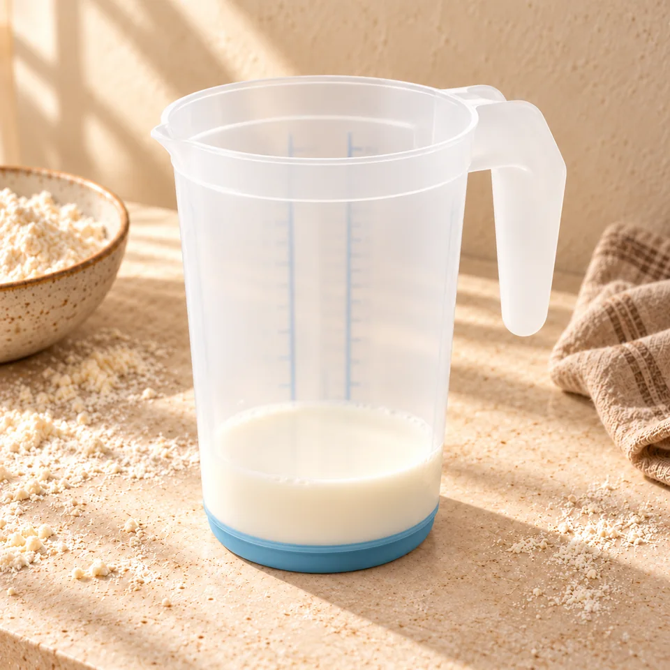 Pichet doseur Massimo 1,5 L de keeeper, mise en situation en pâtisserie