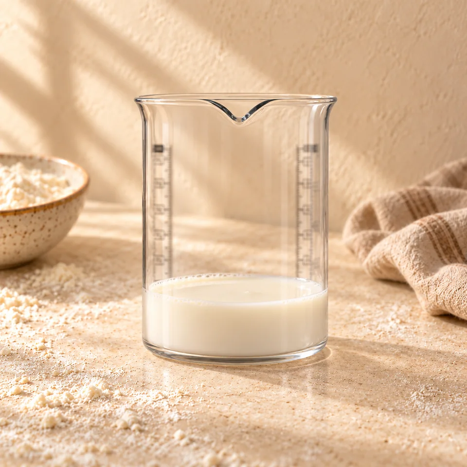 Verre doseur Kitchen Lab 0,75 L de Pyrex, mise en situation en pâtisserie