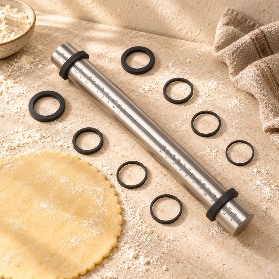 Rouleau réglable en inox 40 cm de Super Kitchen, mise en situation en pâtisserie