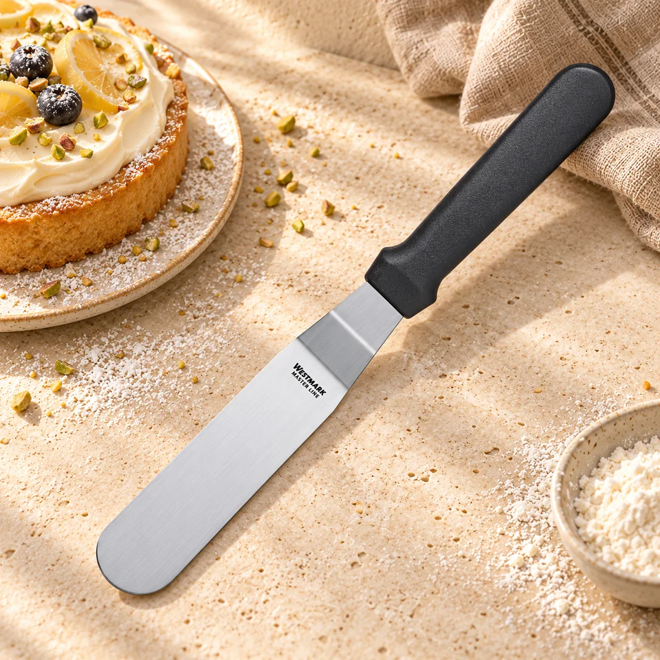 Spatule coudée Master Line de Westmark, mise en situation en pâtisserie